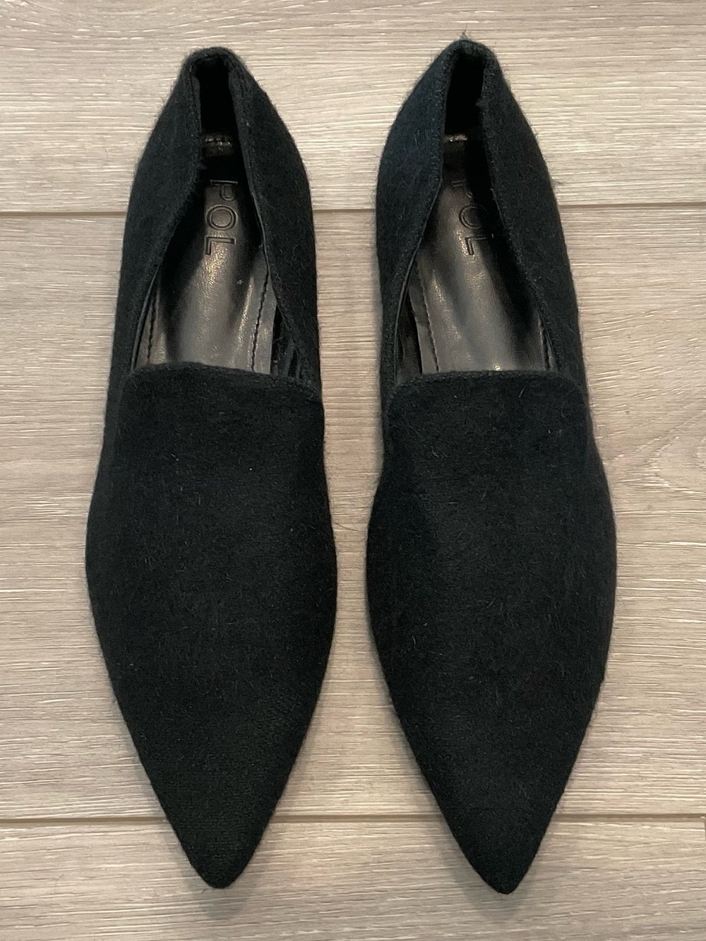 POL Mohair Pointed Toe Black Flats Size 8 NWOT